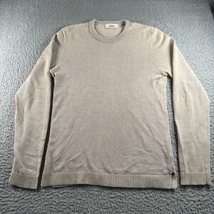 Buck Mason Sweater Mens M 100% Cotton Crewneck Long Sleeve Beige Ribbed Hem
